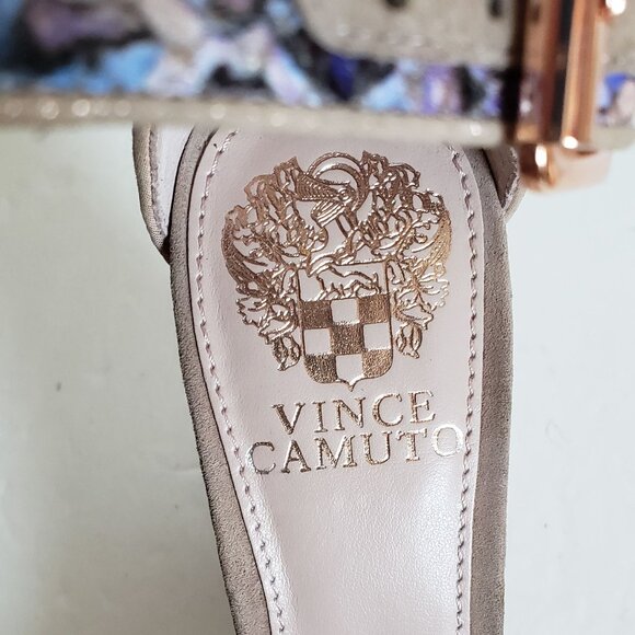 New VINCE CAMUTO Leather Suede Platform Sandal Ankle Strap Snakeskin Pumps Heels - Picture 8 of 10